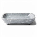 Bandeja retangular de mármore cinza 30 x 20 x 5cm para decoração