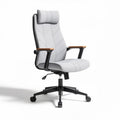 Cadeira de escritório ergonómica cinza com suporte para cabeça e braços móveis